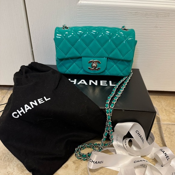 CHANEL Handbags - Pristine/Like New CHANEL MINI FLAP BAG TURQU PAT LEATHER